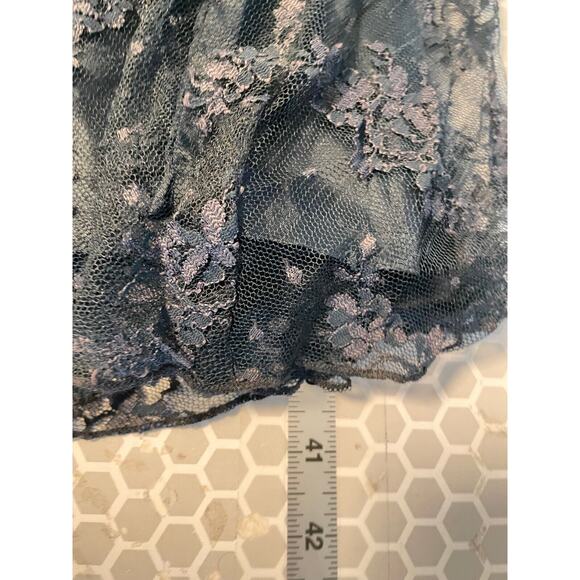 Vintage AGB Womens Dress 12 Denim Lace Contrast Strappy Stretch Whimsigoth Y2K - Picture 6 of 8